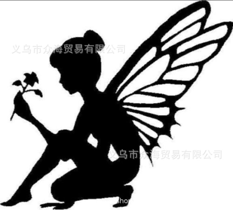 C213 Fairy Silhouette with Flower 花仙子剪影汽车贴纸蝴蝶仙女