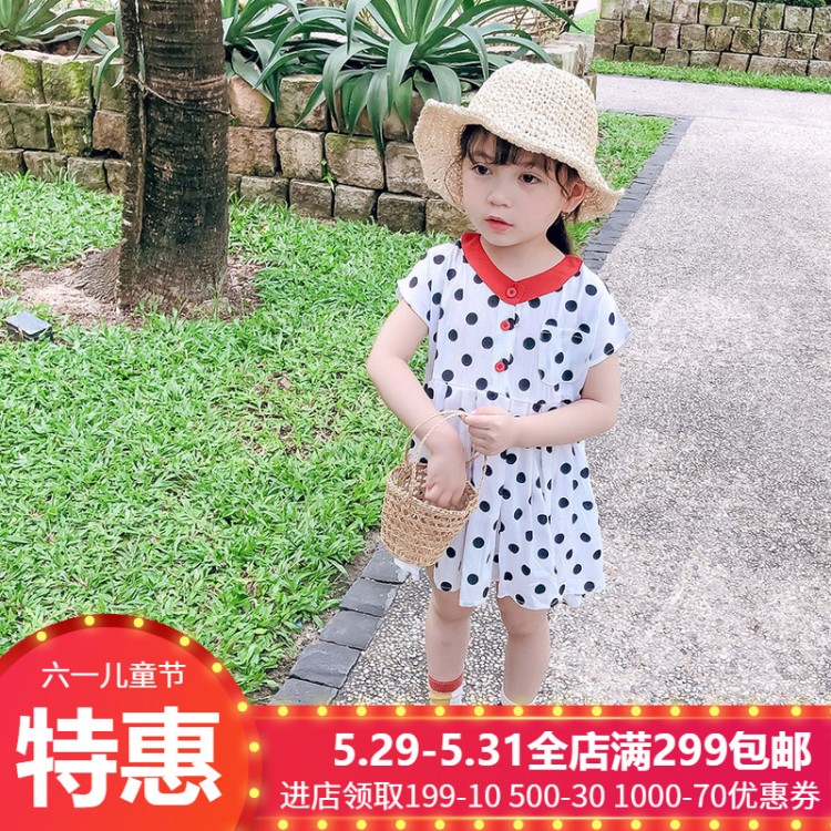 童裝女童夏2019新款韓版波點(diǎn)無袖時(shí)尚連衣裙清涼休閑背心公主裙