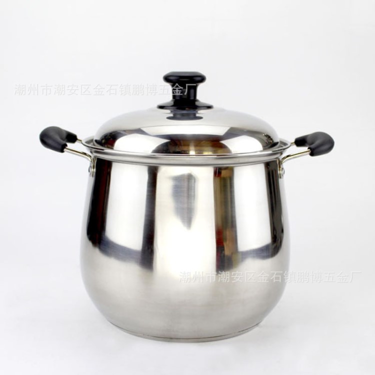 無磁不銹鋼鼓形特高鍋 漲型復底特高鍋廚房多用湯鍋22cm-26cm