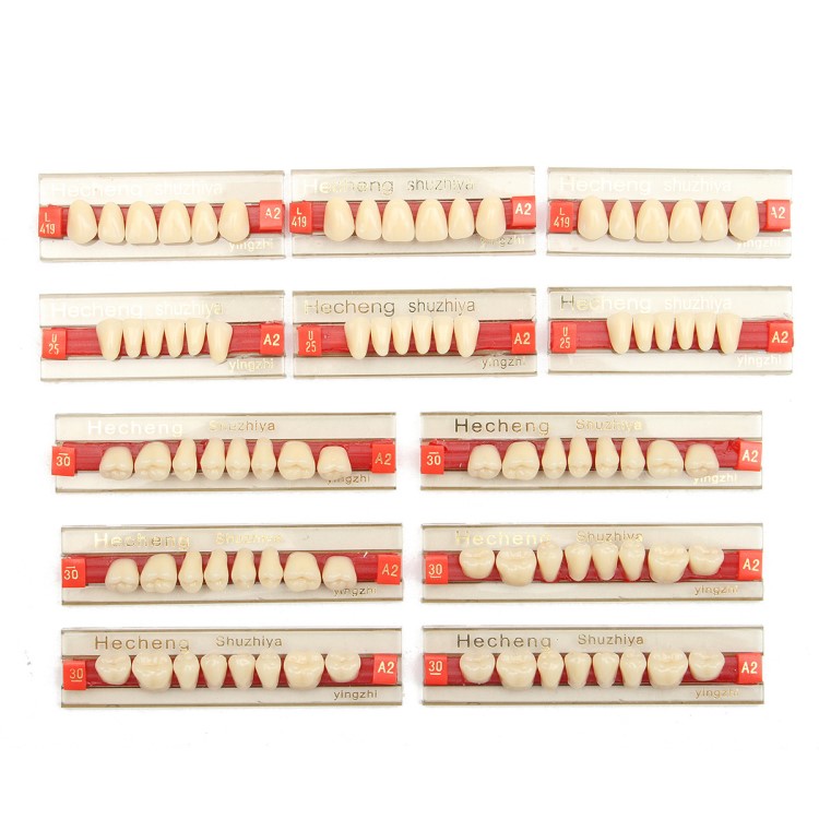 3副一套 A2 復(fù)色牙假牙卡 亞克力樹脂 合成樹脂牙科材料