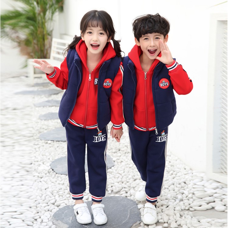 小學生校服2018冬季新款 加厚兒童班服套裝三件套衛(wèi)衣幼兒園園服