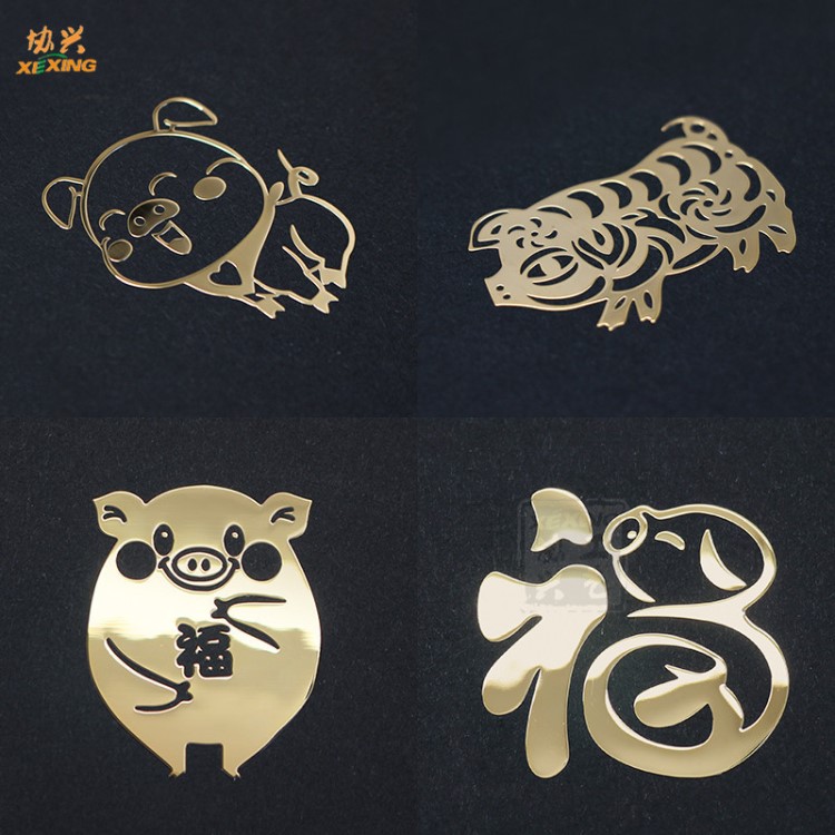 豬年新款手機金屬貼 包裝盒手機殼手工材料超薄金屬分體電鍍標貼