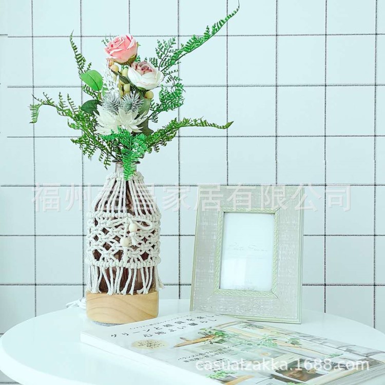 家居裝飾 MACRAME 手工繩編花瓶夜燈(預售)