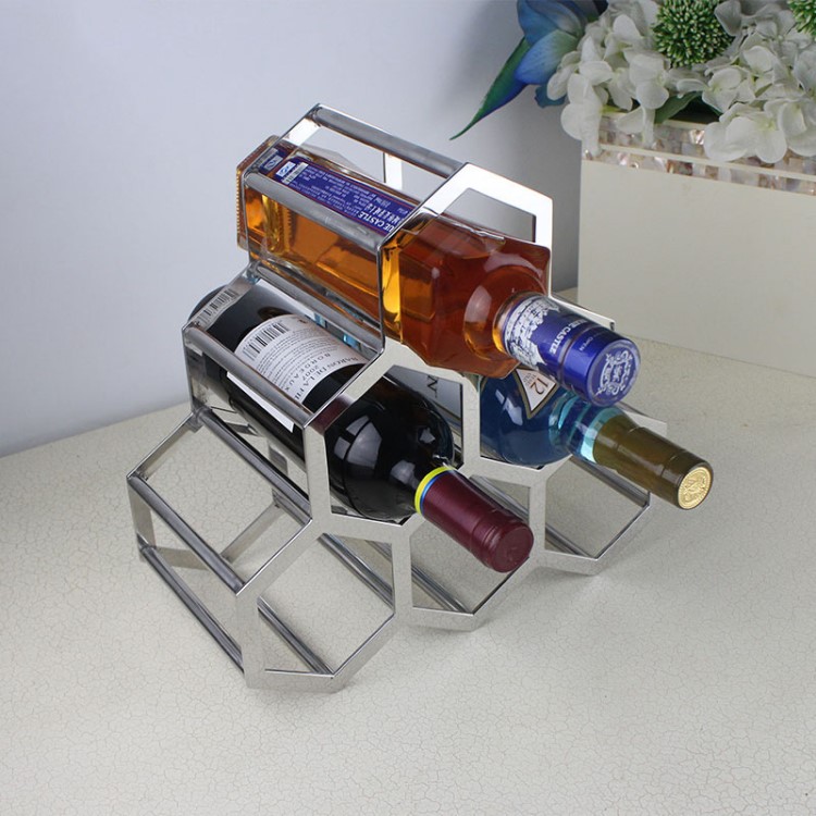 酒店創意幾何金屬不銹鋼酒架擺件家居裝飾品工藝禮品定制批發