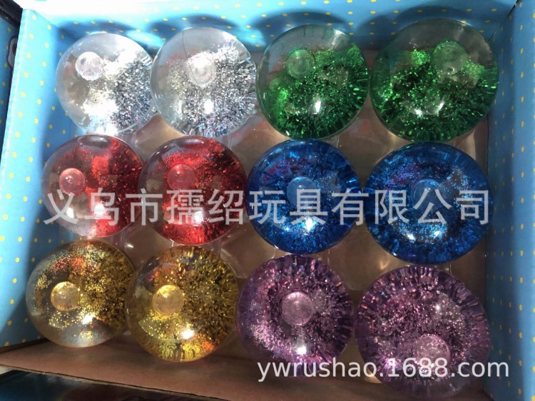 兒童玩具防漏水蔥粉燈彈力球 5.5CM閃光水晶球 過歐美測試標準