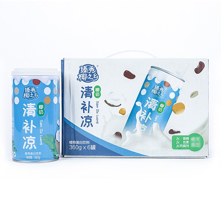 海南特產(chǎn)椰之鄉(xiāng)360g*12罐清補(bǔ)涼椰奶椰zhi植物蛋白飲料整箱批發(fā)