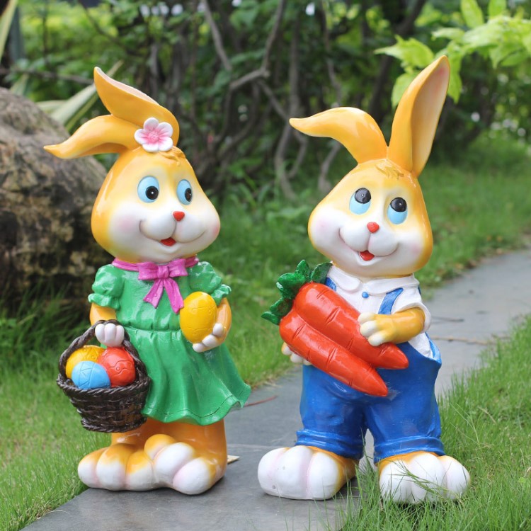 户外玻璃钢卡通雕塑田园仿真劳动兔子花园林楼盘景观装饰工艺小品