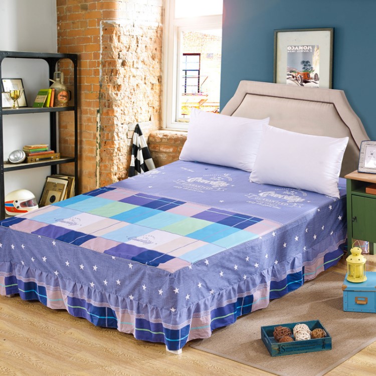 雅綠家紡全棉床罩床裙式單件簡約床墊保護套1.2/1.5/1.8/2.0米床