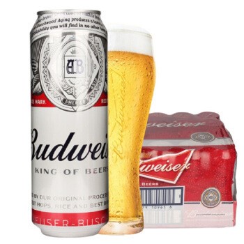 24听 英国百威啤酒Budweiser 铝罐经典老百威易拉罐听装500ml