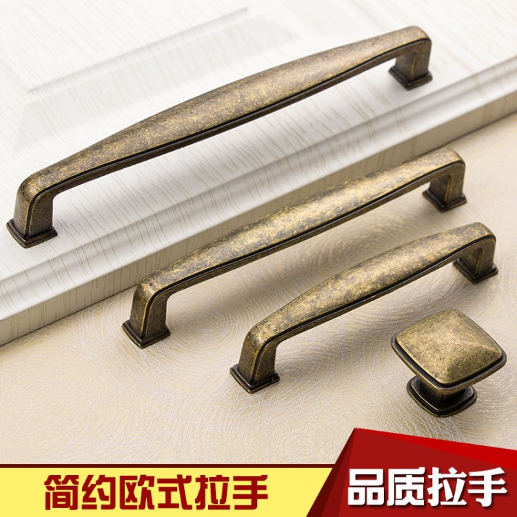 衣柜櫥柜大花黃古拉手 歐式復(fù)古家具五金酒柜木門抽屜把手8885