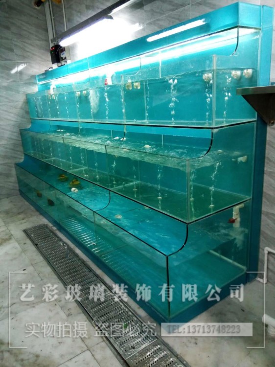 深圳定做海鮮池多層格異形系列玻璃水族魚缸魚池超白玻璃異形鋼化