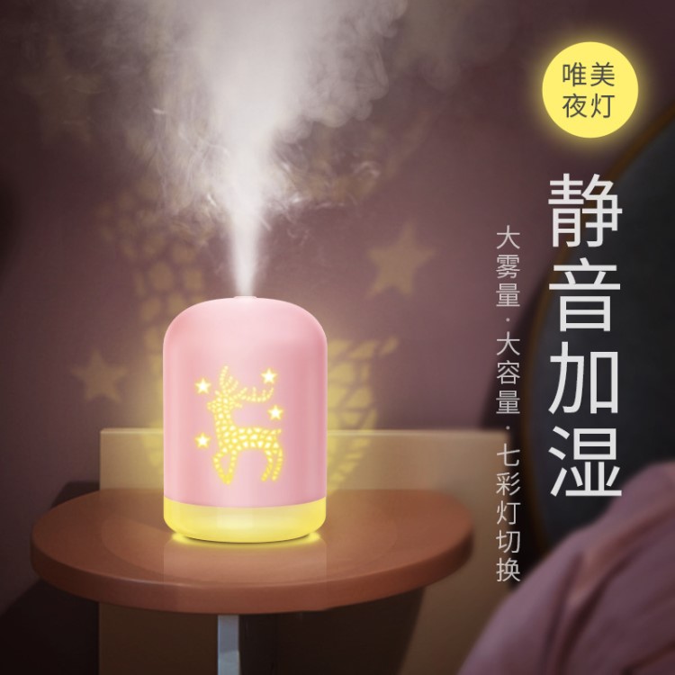 加濕器 USB家用空氣大容量霧化器小夜燈辦公室桌面創(chuàng)意禮品
