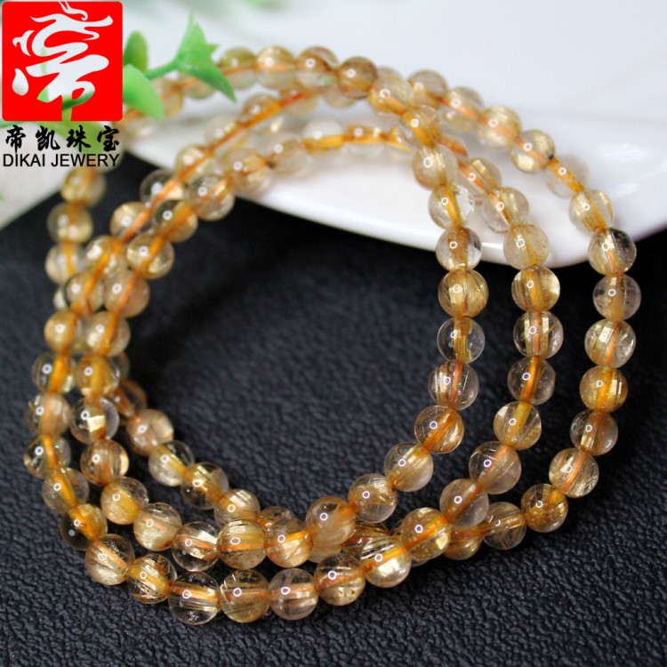 帝凱飾品 天然金發(fā)晶手鏈 發(fā)晶單圈手串DIY批發(fā) 廠家直銷