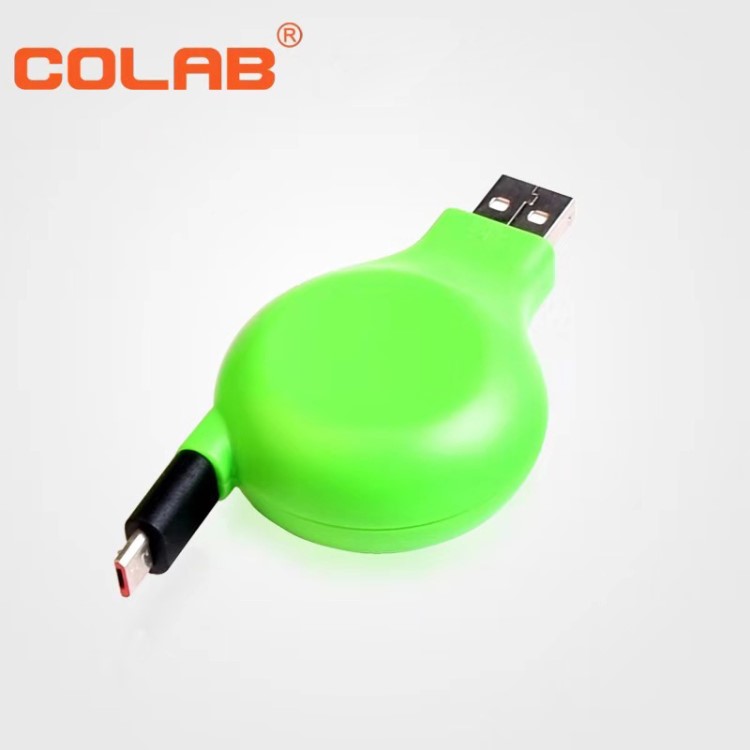 colab單拉伸縮線手機(jī)充電線共享充電寶數(shù)據(jù)線logo禮品款定制工廠