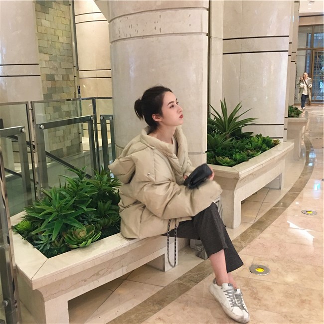 韓國東大門代購高端摯愛年度保暖蓬松羽絨棉外套棉服短款連帽