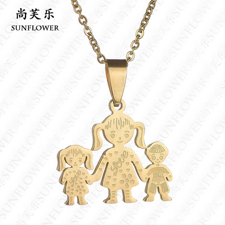 亞馬遜wish新款單親媽媽和孩子們項鏈 不銹鋼男孩女孩吊墜項鏈批