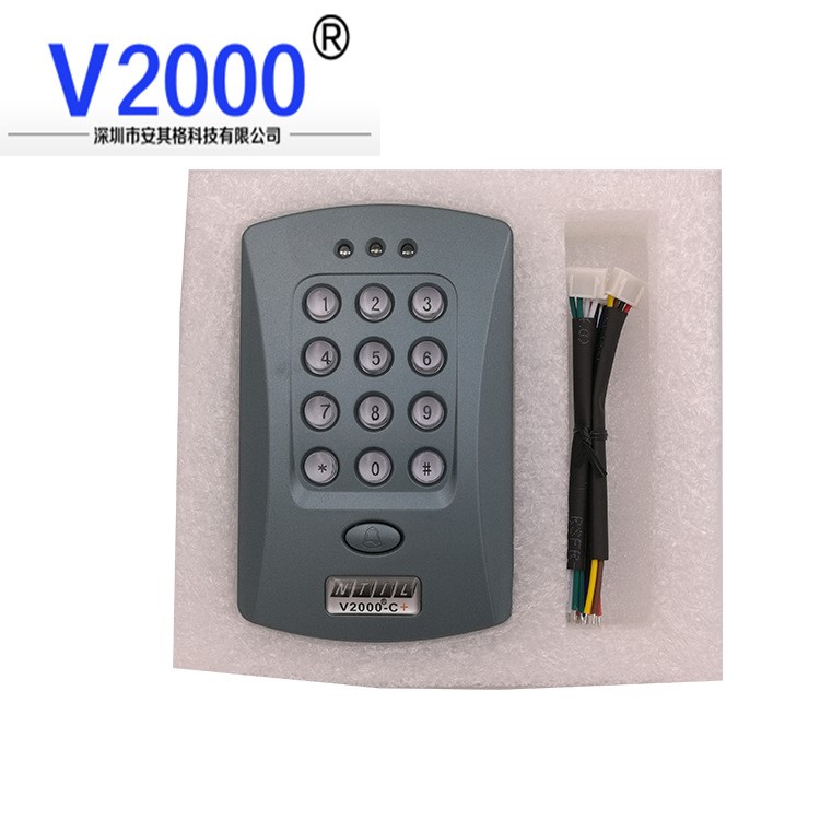 V2000品牌單門(mén)門(mén)禁控制器IC卡加密碼門(mén)禁一體機(jī)珍珠黑