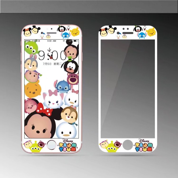 iphon7plus/8P手機浮雕軟邊鋼化膜 蘋果6 6S/6PLUS彩膜貼膜米妮女