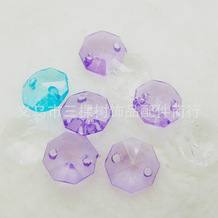 14mm八角片 仿水晶亞克力珠 diy手工串珠 門(mén)簾窗簾 婚慶用品