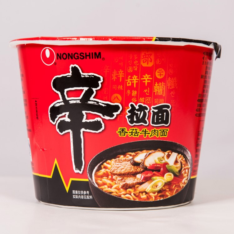 韓國(guó) 農(nóng)心辣白菜 桶面 香菇牛肉味碗面114g 特色方便面