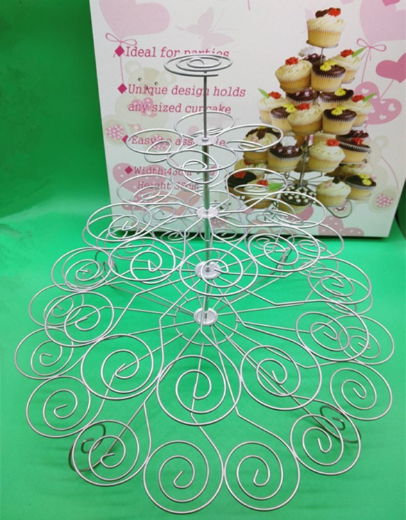 5層41杯鐵藝蛋糕架 婚慶派對(duì)蛋糕展示架 圣誕樹(shù)形紙杯蛋糕點(diǎn)心架