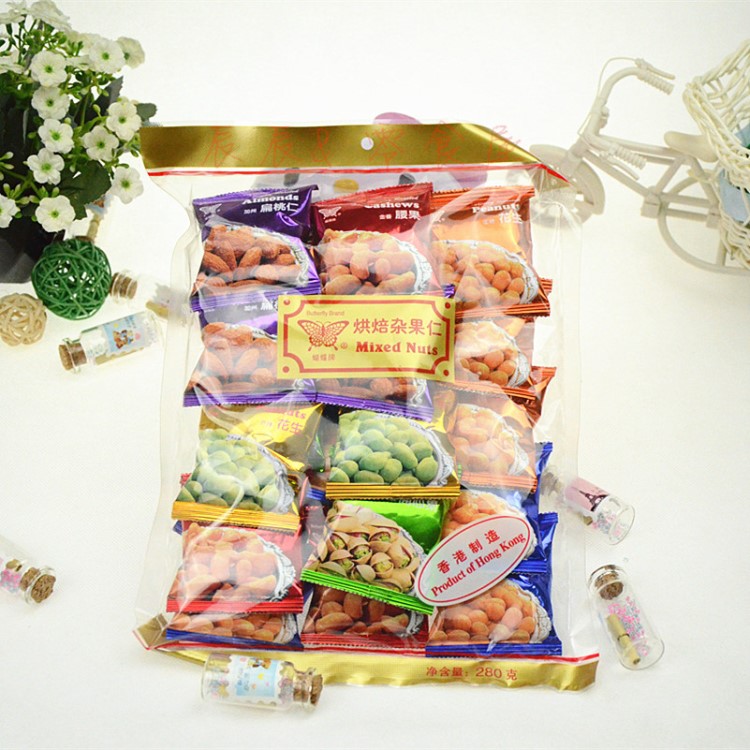 香港蝴蝶牌烘焙開心果杏仁巴坦木花生雜果仁280g 整箱10包