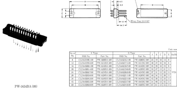 P-1634A-C(50)  hrs連接器 線束用 hirose接插件