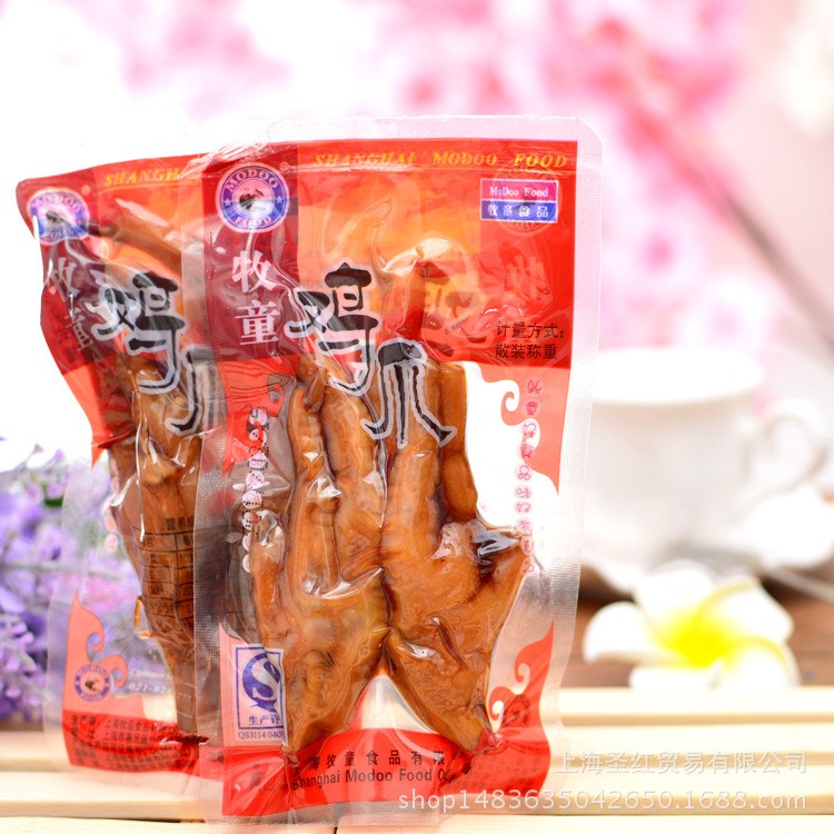 上海牧童雞爪鳳爪批發(fā)休閑零食品五香鹵味特產(chǎn)一袋5斤