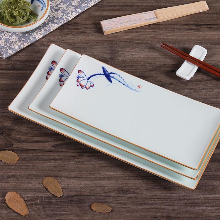 創(chuàng)意盤子 壽司盤特色餐廳花卉用瓷 糕點(diǎn)點(diǎn)心供做創(chuàng)意長方形看定制