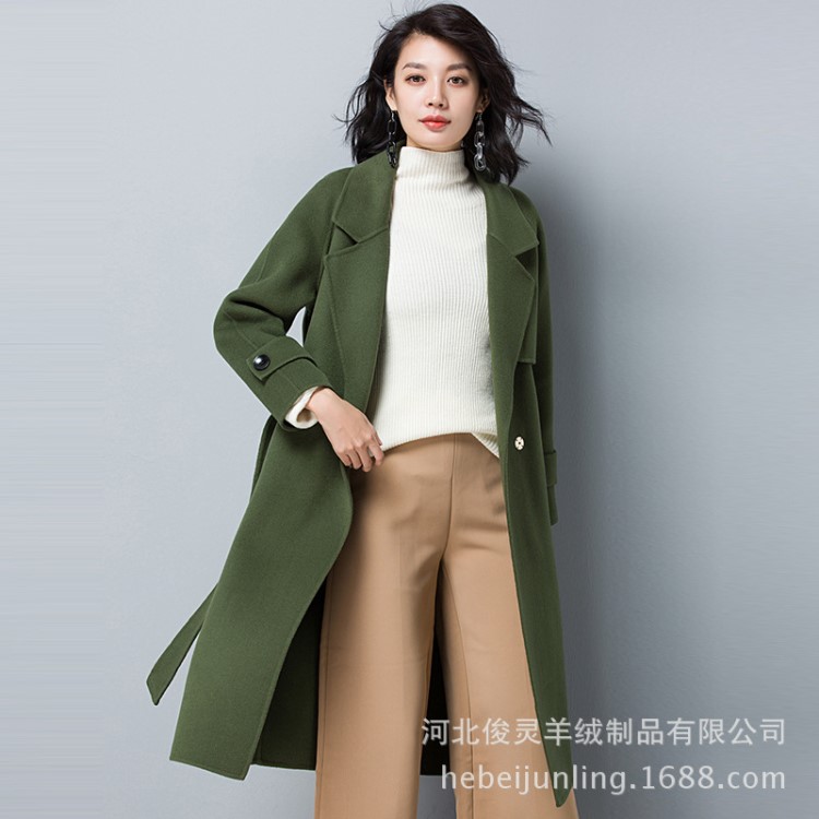 秋冬新款色斜跨兜羊毛呢中長(zhǎng)款羊絨呢子七分袖毛呢大衣廠(chǎng)家直銷(xiāo)