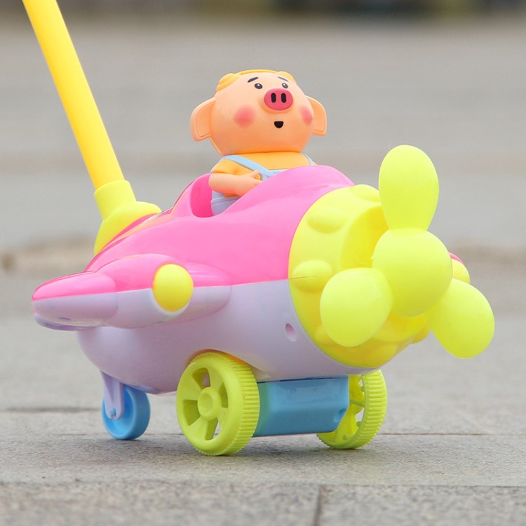 兒童玩具學(xué)步車推推樂手推車響鈴卡通小豬開飛機批發(fā)活動禮物贈品