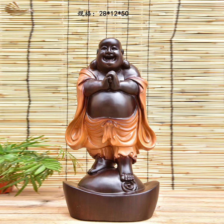 元寶彌勒黑檀木雕實(shí)木木雕工藝禮品木質(zhì)工藝品佛像批發(fā)直銷木制品