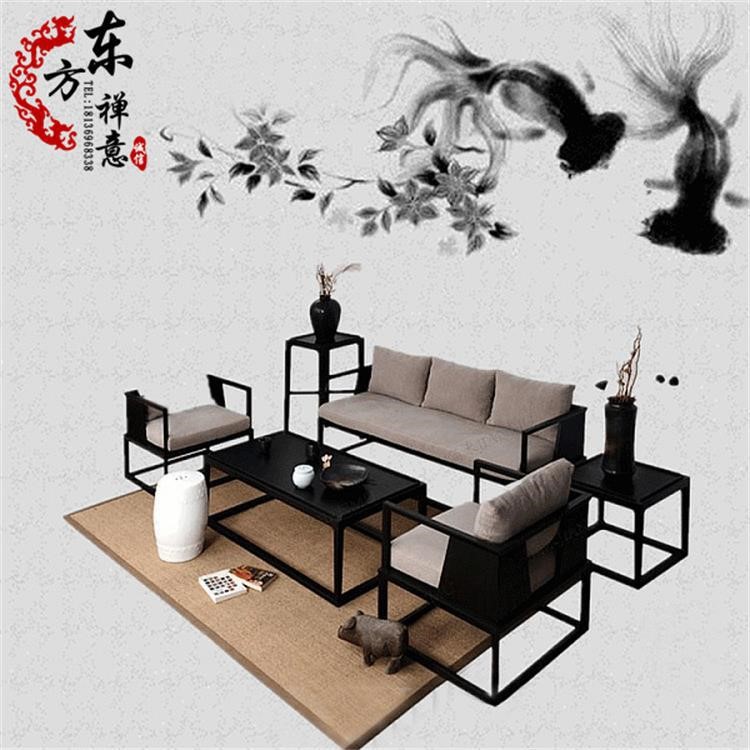 中式實(shí)木沙發(fā) 水曲柳現(xiàn)代簡(jiǎn)約中小戶型客廳三人組合 禪意家具定制
