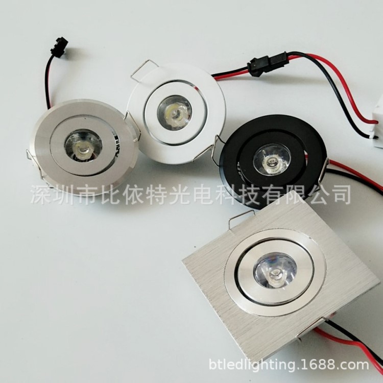 1w天花燈 圓形黑色嵌入式牛眼射燈3w 暗裝方形1w迷你led天花燈