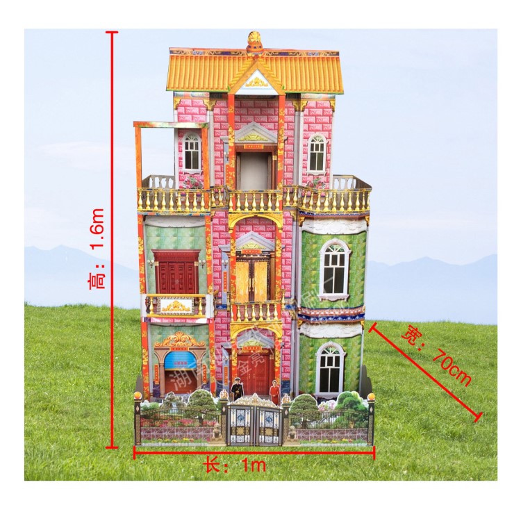 殯葬用品紙活靈屋/廠家直銷(xiāo)三層紙?jiān)鷦e墅/瓦楞紙/組裝簡(jiǎn)單易會(huì)