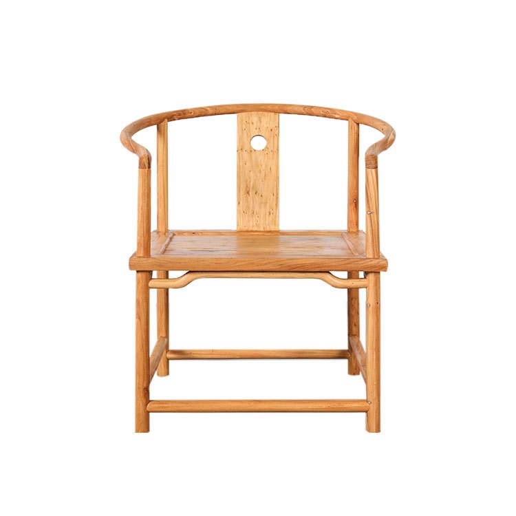 廠家直銷(xiāo)榆木家具新中式榫卯環(huán)保免漆燙蠟圈椅實(shí)木茶餐椅子定做