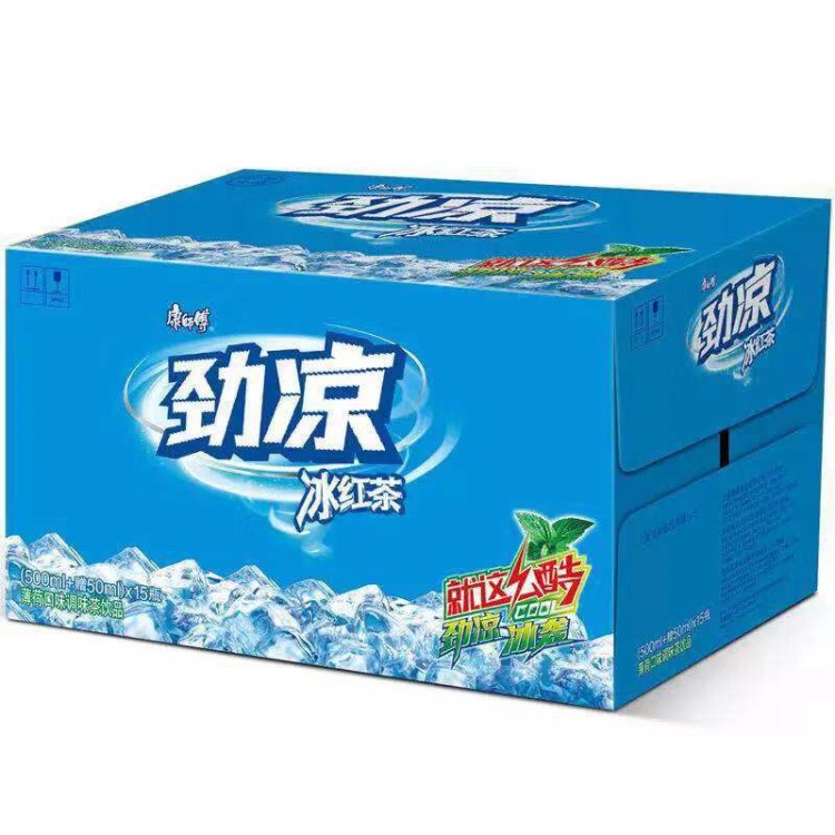 大量批發(fā) 康師傅勁涼冰紅茶冰爽薄荷味飲料500ml15瓶整箱裝