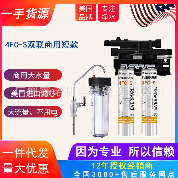 爱惠浦双联净水器4DC BH2 4K OW4 PRO4 4C家用大流量TWIN双芯过滤