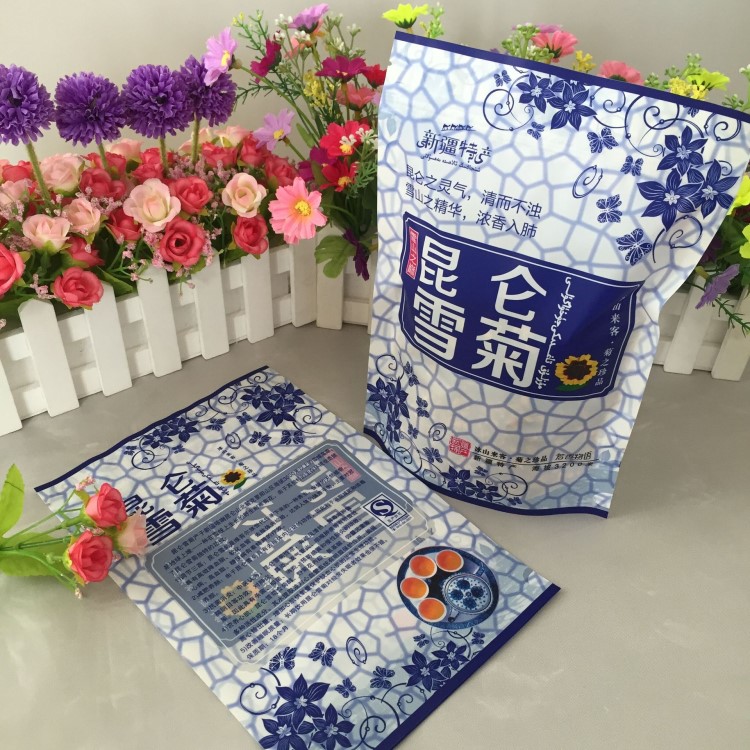 廠家直銷 新疆特產(chǎn)昆侖雪菊自封 自立 自帶拉鏈 100g包裝袋