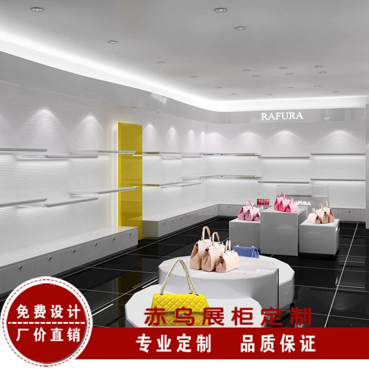 廣州樣品展柜定做超市鞋子皮具鞋包包貨架店鋪裝修展廳設(shè)計展示柜