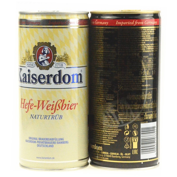 德國啤酒凱撒頓姆啤酒kaiserdom黑白啤酒1L*12罐/箱