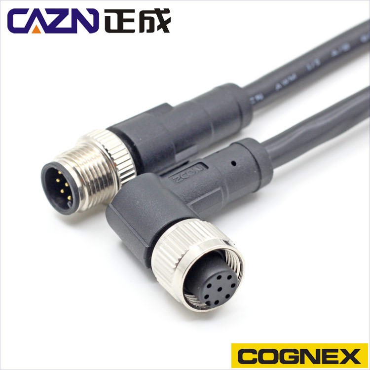 713系列M12 A,B,D,X型公/母彎頭不銹鋼螺紋鎖緊裝置連接器 IP67