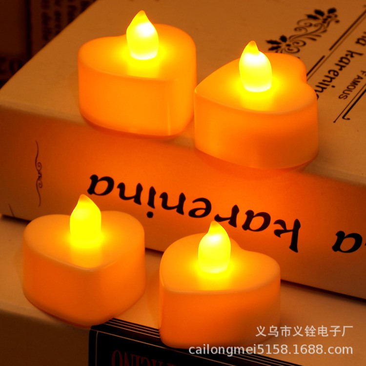 廠家直銷貨源環(huán)保高亮發(fā)光led蠟燭創(chuàng)意款candle心形電子蠟燭批發(fā)