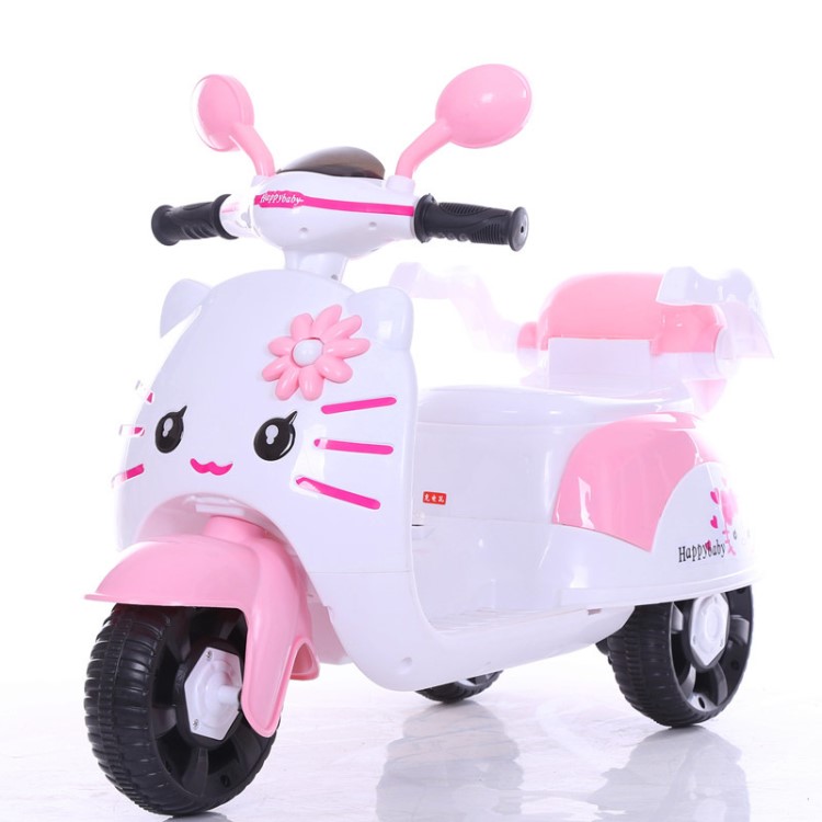 【現(xiàn)貨】 HelloKitty電動兒童三輪摩托車小孩電動玩具車