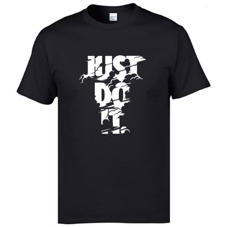 速賣通爆款男士短袖JUST DO IT潮流印花T恤衫休閑寬松棉T恤大碼