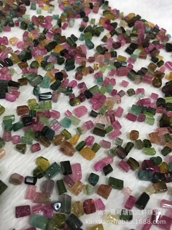 廠家自銷 天然彩色碧璽桶珠小方塊 DIY手鏈飾品配件碧璽桶珠