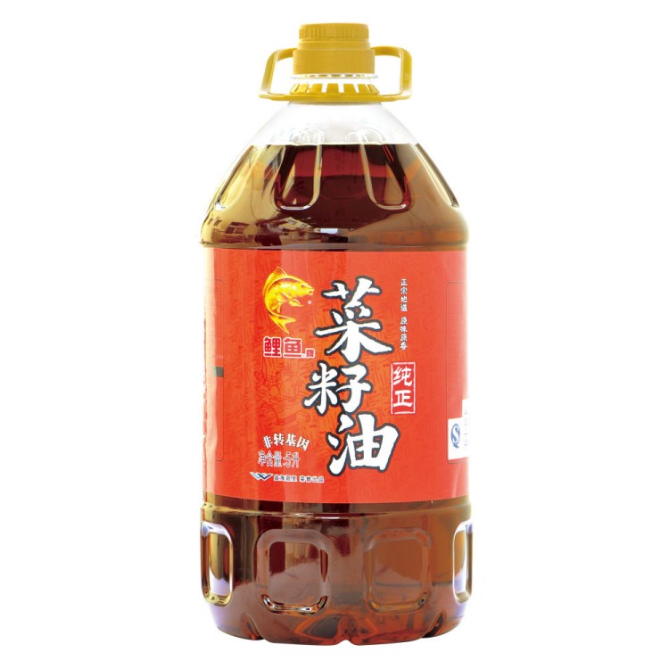 鯉魚牌 食用菜籽油5L 大桶油 非轉(zhuǎn)基因鯉魚菜籽油大包裝5升