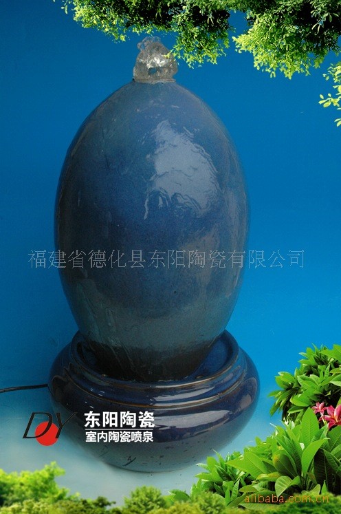 瓷制球 形上下座流水 陶瓷工藝品 流水噴泉擺件 室內(nèi)加濕器 禮品