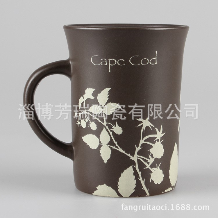 磨砂陶瓷杯 炻瓷色釉杯子 可加印定制圖案LOGO 贈品定制陶瓷杯批