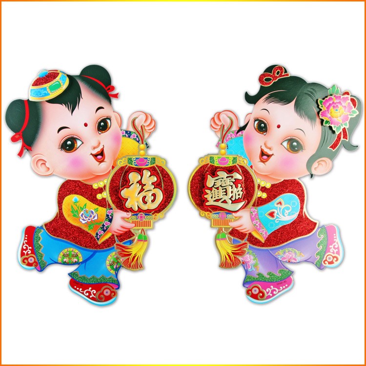 【生肖豬年年畫系列】創(chuàng)意新款立體門貼新年春節(jié)窗貼裝飾門神